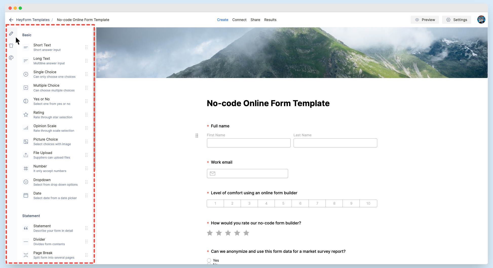 Build online form with HeyForm